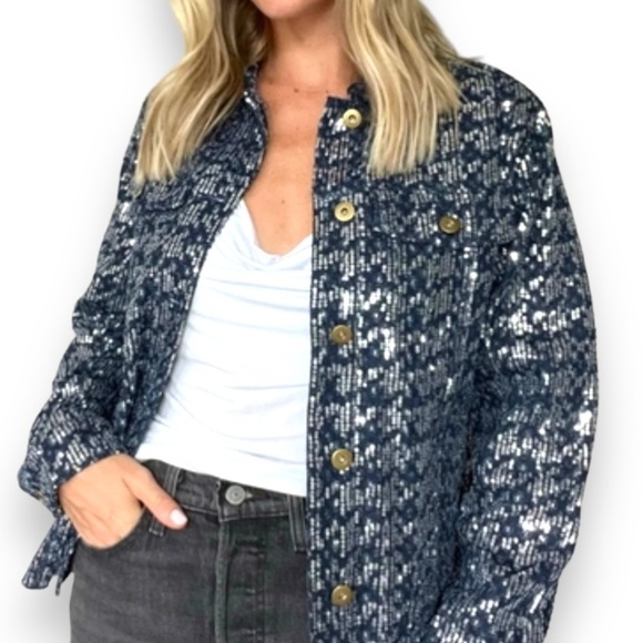 Six Fifty Denim Sequin Jacket Size Small Style SF3259 NWT! - Picture 1 of 10